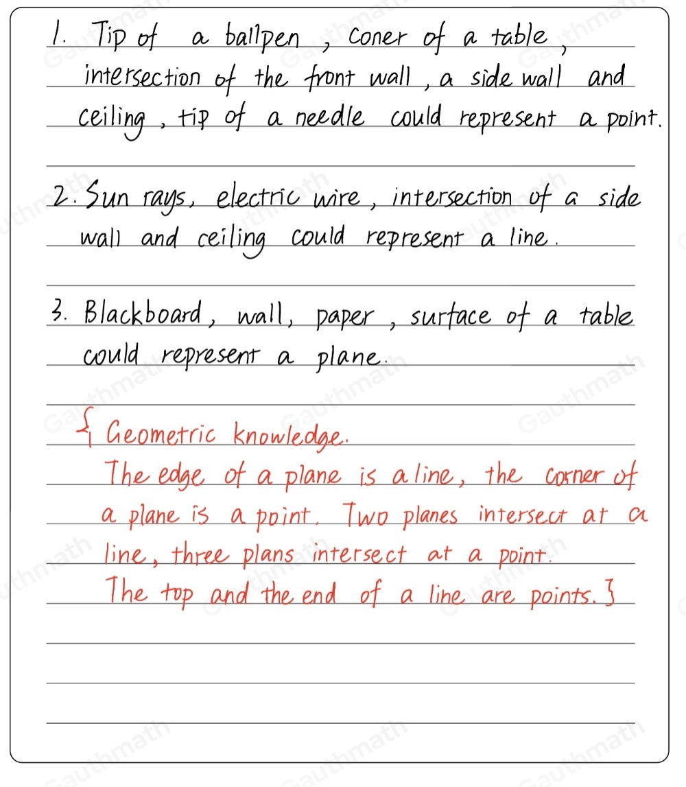 There are objects around us that could represent a point or line or