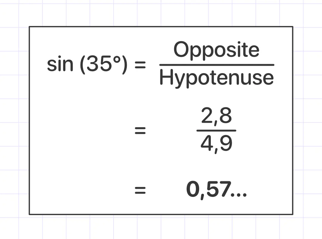 Example of using sine formula