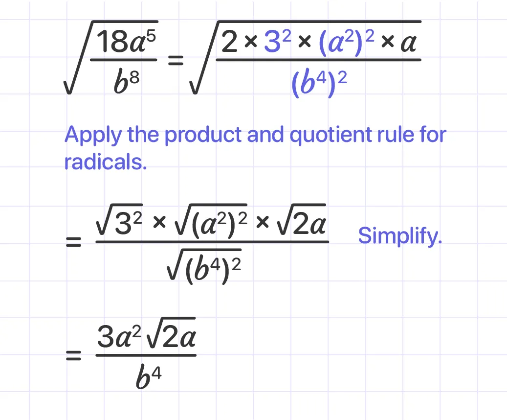 Simplifying radical expressions solution